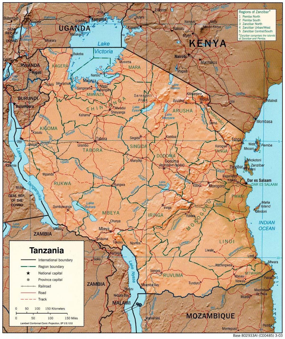 kaart van tanzania tonen van historische sites