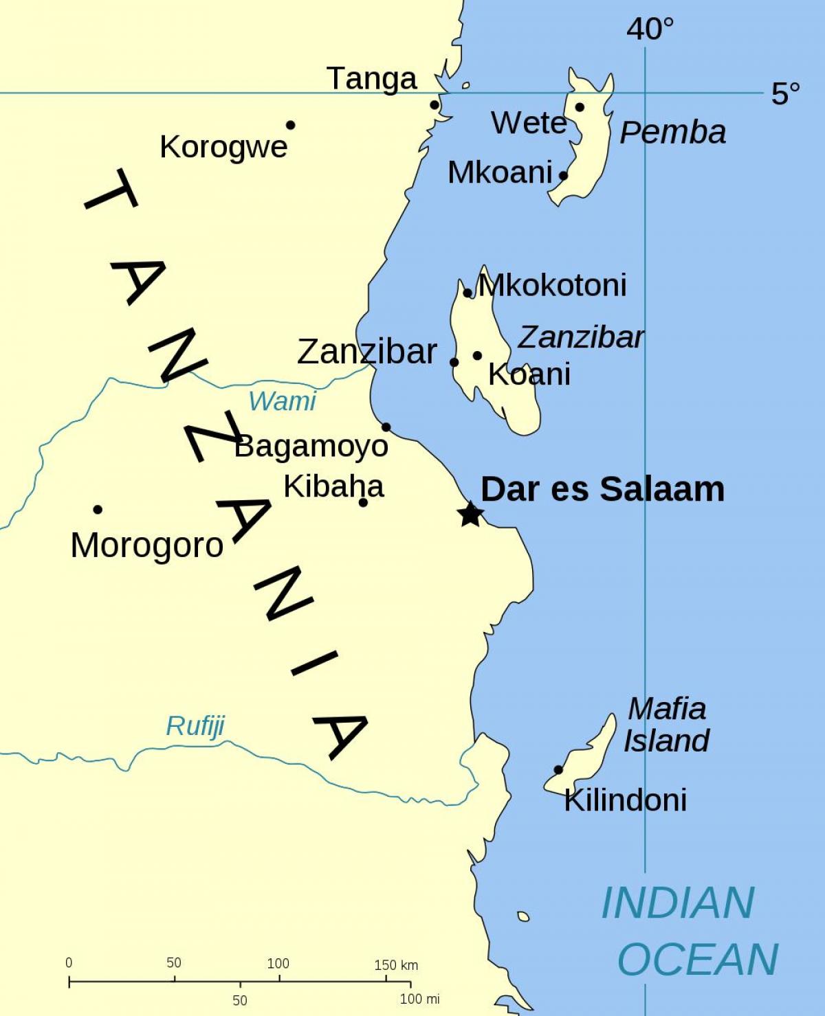 tanzania eilanden kaart