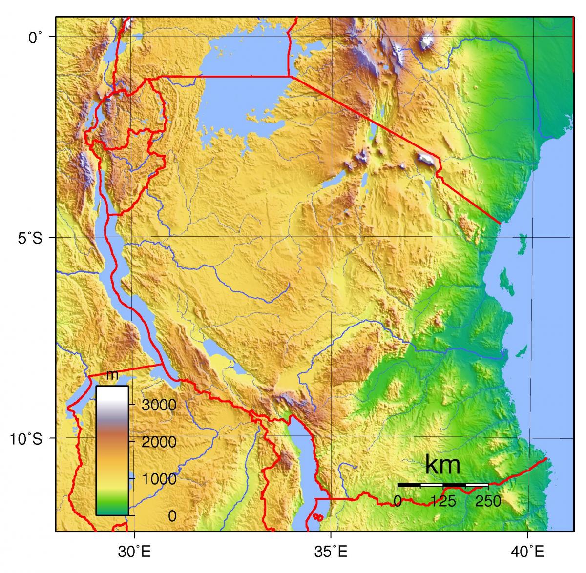 tanzania topografische kaart