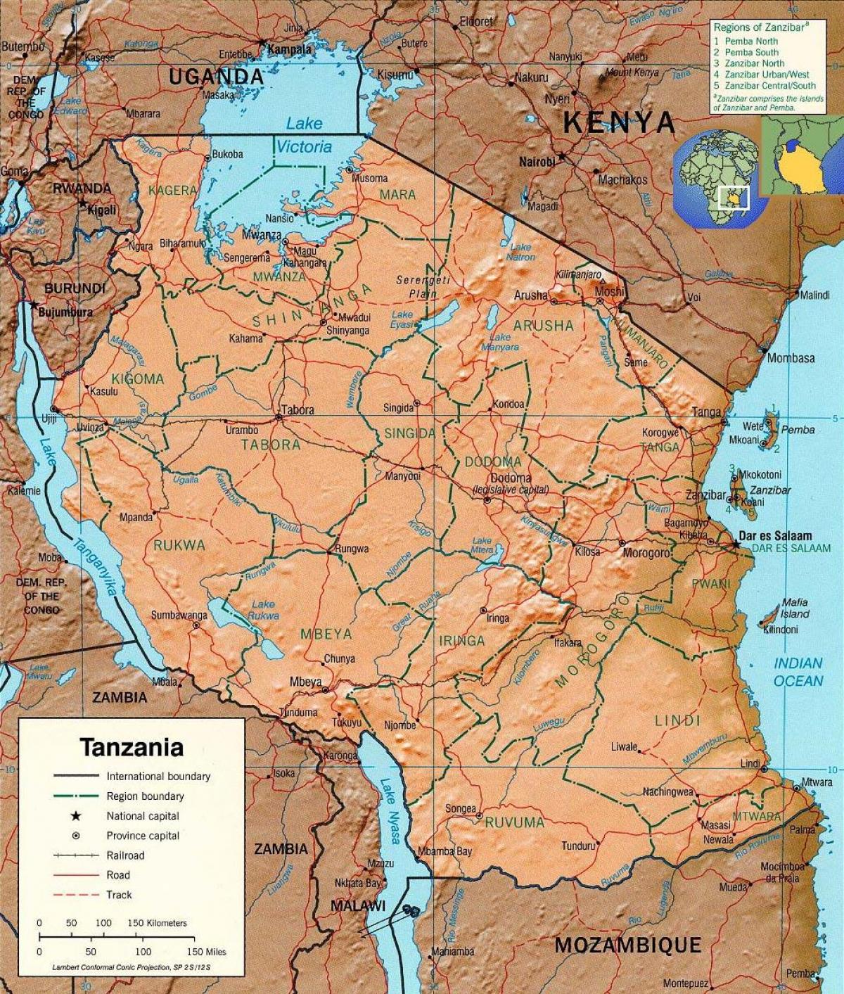 tanzania geografische kaart