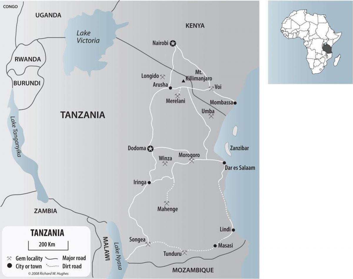 Kaart van tanzania goudmijnen