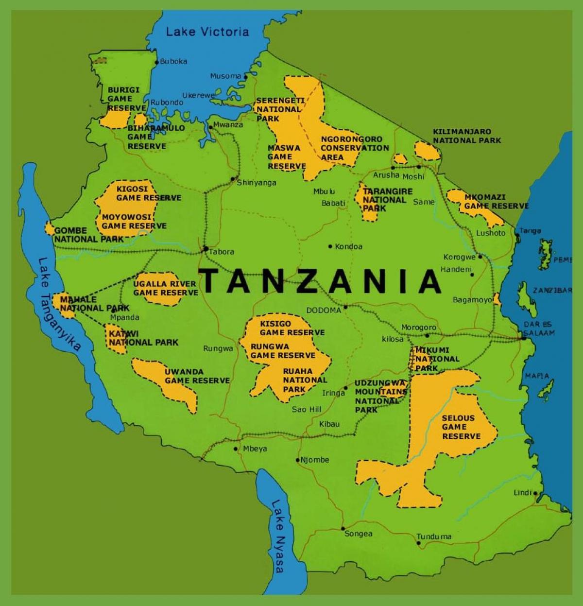 een kaart van tanzania