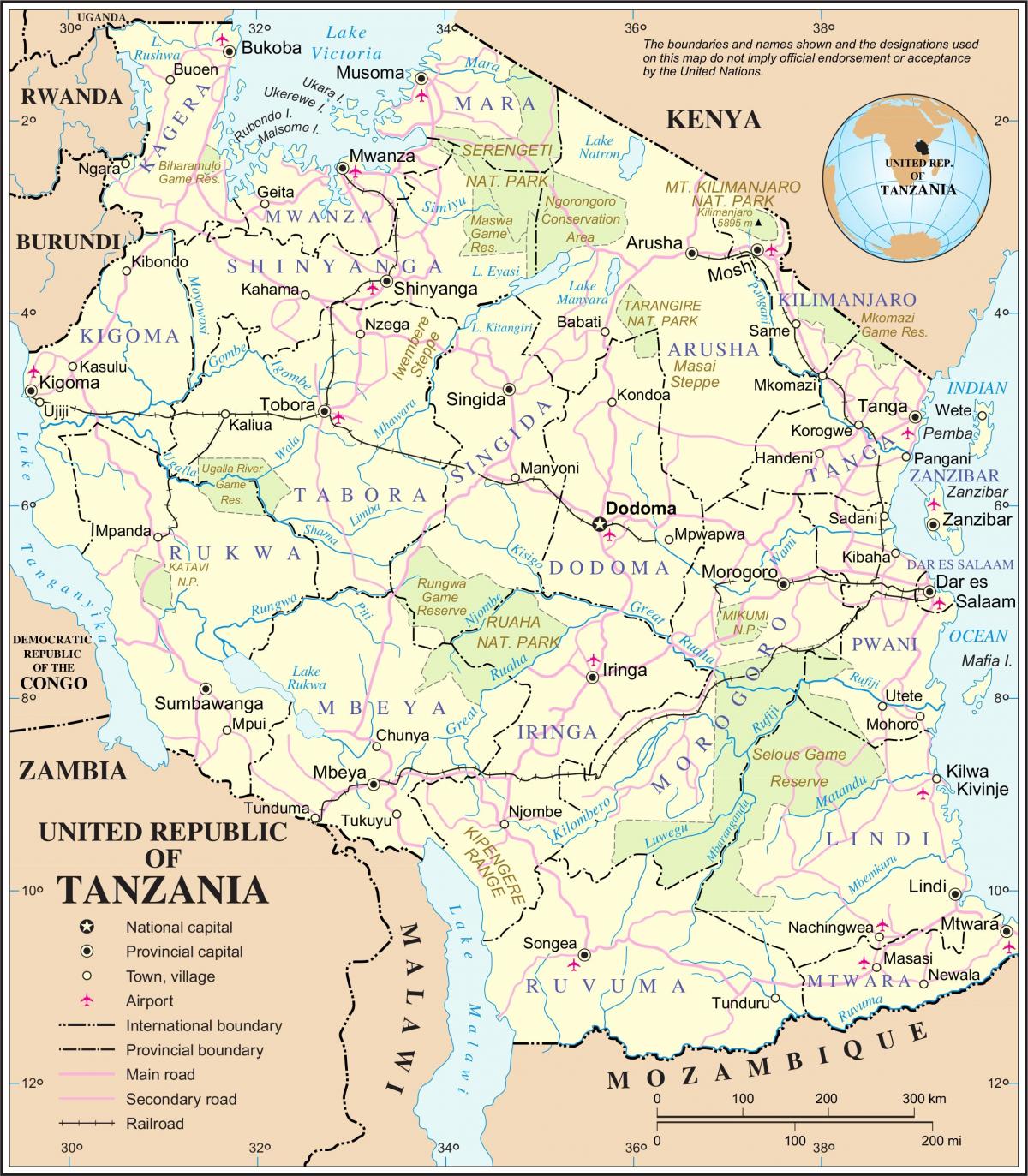 Kaart van tanzania rivier