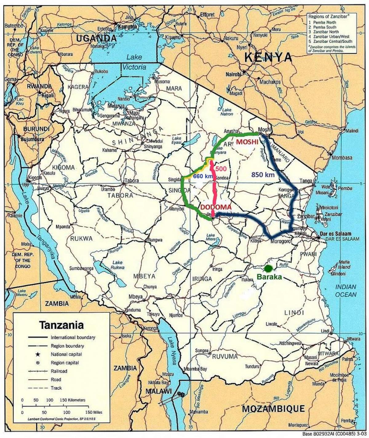 tanzania wegennet kaart