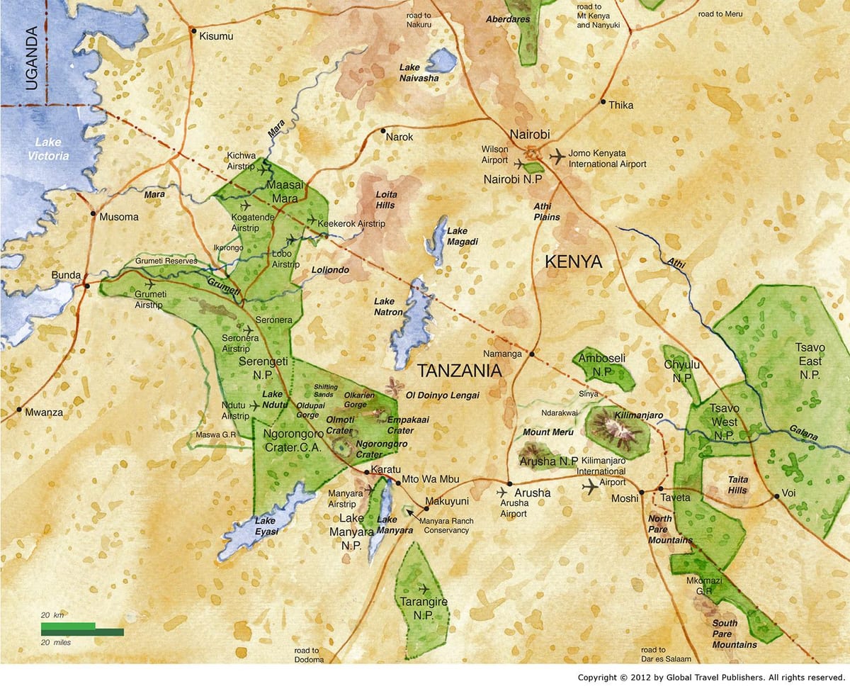 Kaart van noord-tanzania