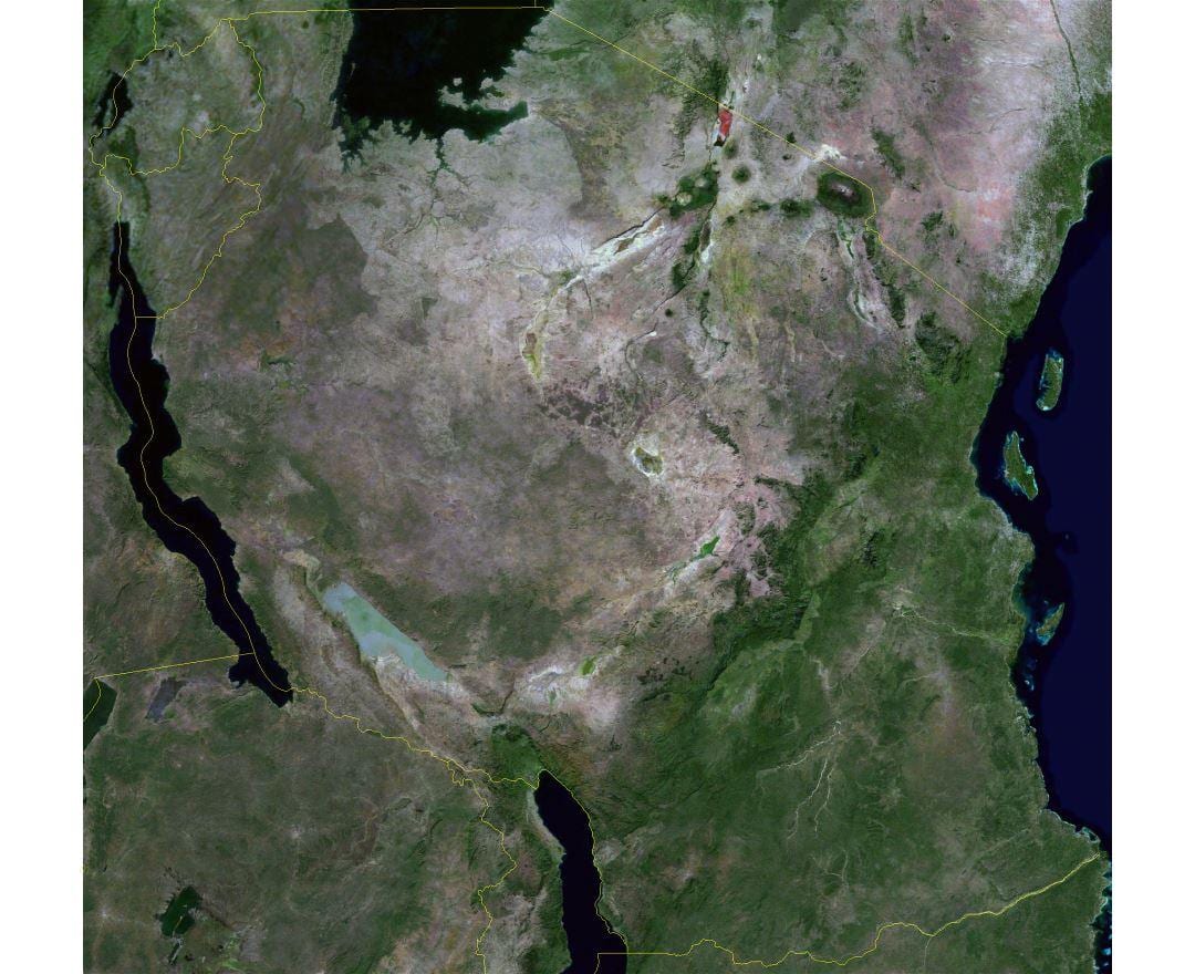 Kaart van satelliet-tanzania