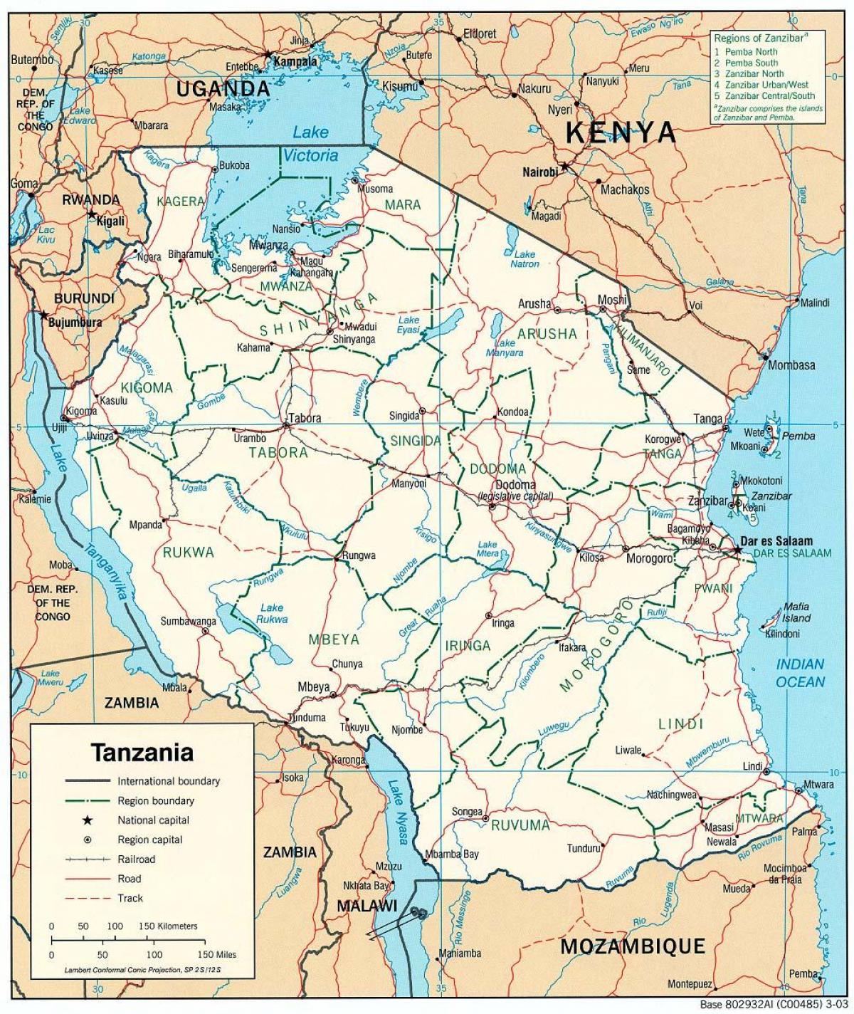 kaart van tanzania met steden