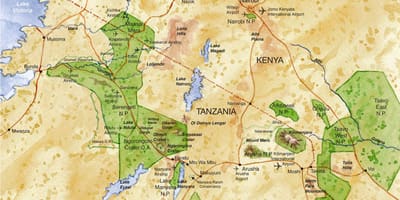 Kaart van noord-tanzania