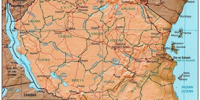 Kaart van tanzania tonen van historische sites