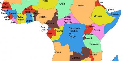 Kaart van afrika tonen van tanzania