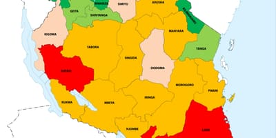 Tanzania bevolkingsdichtheid kaart