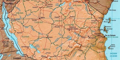 Tanzania geografische kaart