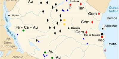 Kaart van tanzania natuurlijke hulpbronnen