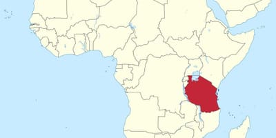 Tanzania op de kaart van afrika
