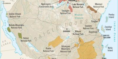 Kaart van tanzania safari 